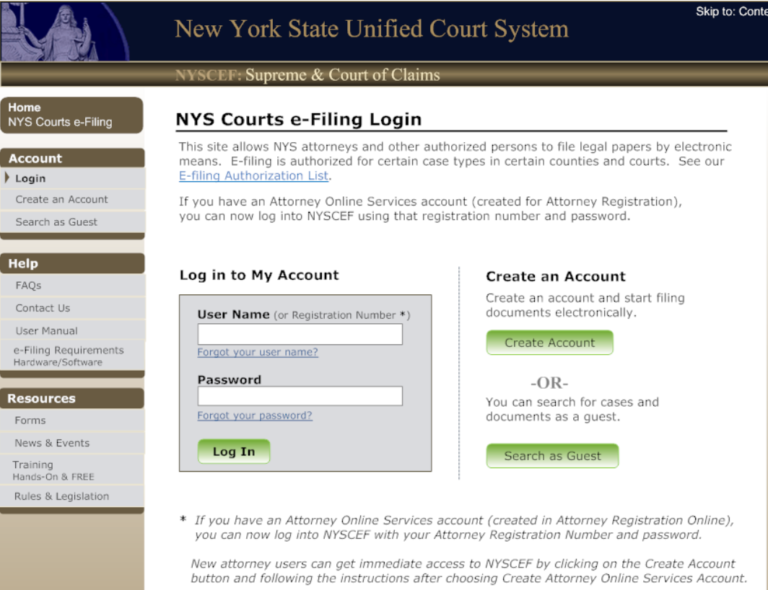 NYSCEF Login